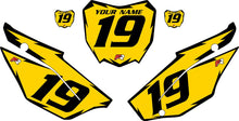 Load image into Gallery viewer, 2019-2025 Honda CRF110 Yellow Pre-Printed Backgrounds - Black Shock by FactoryRide