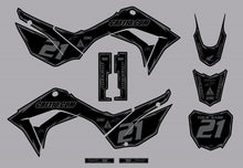 Load image into Gallery viewer, 2019-2025 Honda CRF110 Full Graphics Kit (Black-Grey) Shock Series - CRF110.COM