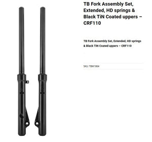 TB Parts Fork Assembly Set, Extended, HD springs & Black TiN Coated uppers – CRF110