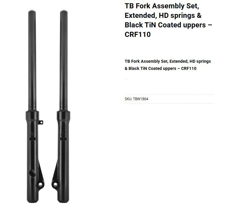 TB Parts Fork Assembly Set, Extended, HD springs & Black TiN Coated uppers – CRF110