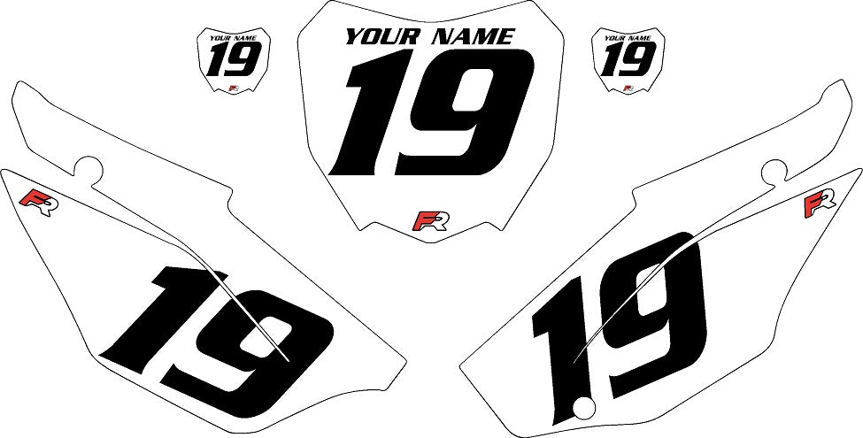 2019-2024 Honda CRF110 White Pre-Printed Backgrounds - Black Numbers by FactoryRide