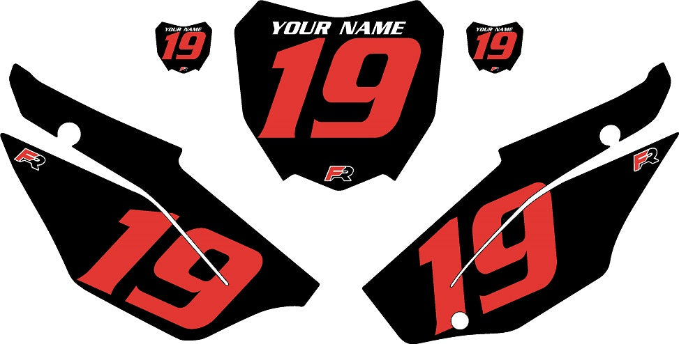 2019-2024 Honda CRF110 Black Pre-Printed Backgrounds - Red Numbers by FactoryRide