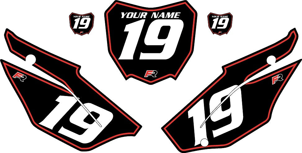 2019-2024 Honda CRF110 Black Pre-Printed Backgrounds - Red Pinstripe by FactoryRide