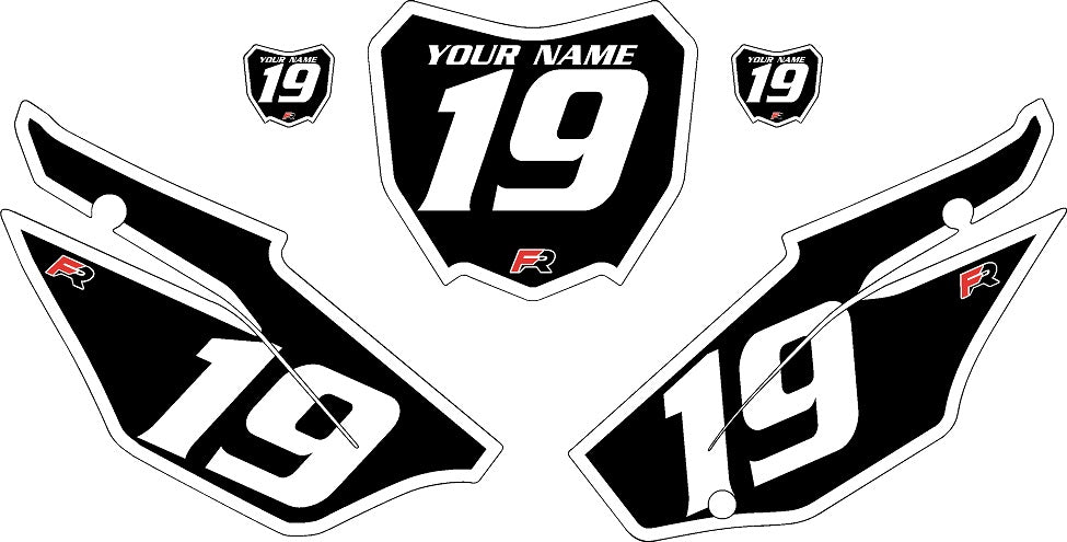 2019-2024 Honda CRF110 Black Pre-Printed Backgrounds - White Bold Pinstripe by FactoryRide