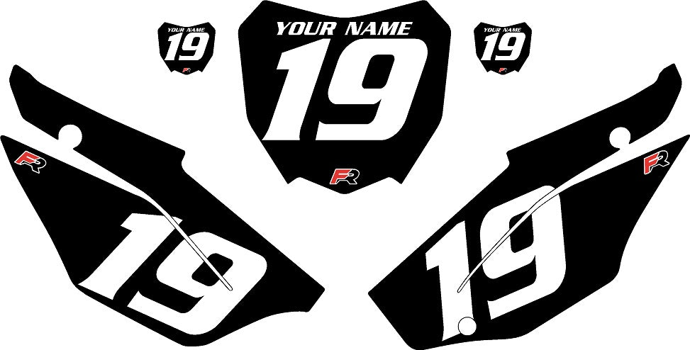 2019-2024 Honda CRF110 Black Pre-Printed Backgrounds - White Numbers by FactoryRide