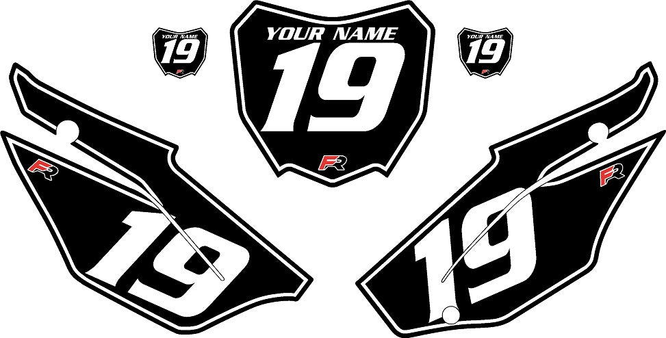 2019-2024 Honda CRF110 Black Pre-Printed Backgrounds - White Pinstripe by FactoryRide