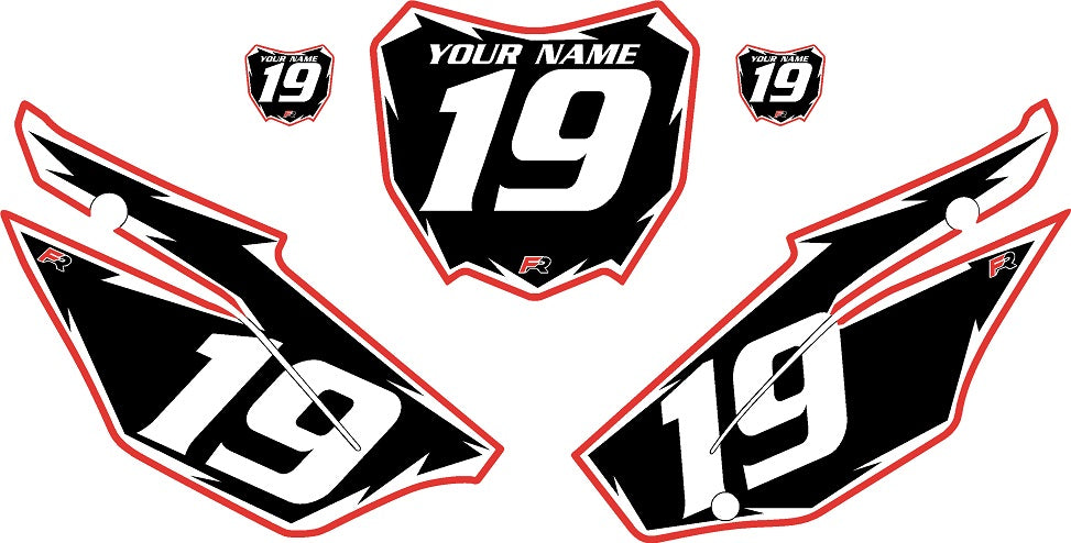 2019-2024 Honda CRF110 Black Pre-Printed Backgrounds - Red Pro Shock by Factory Ride