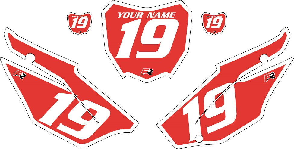 2019-2024 Honda CRF110 Red Pre-Printed Backgrounds - White Bold Pinstripe by FactoryRide