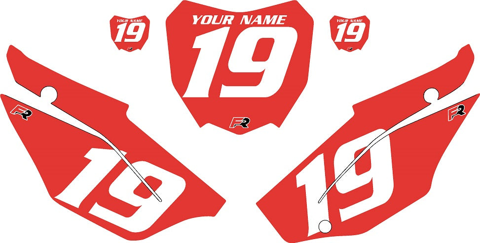 2019-2024 Honda CRF110 Red Pre-Printed Backgrounds - White Numbers by Factory Ride