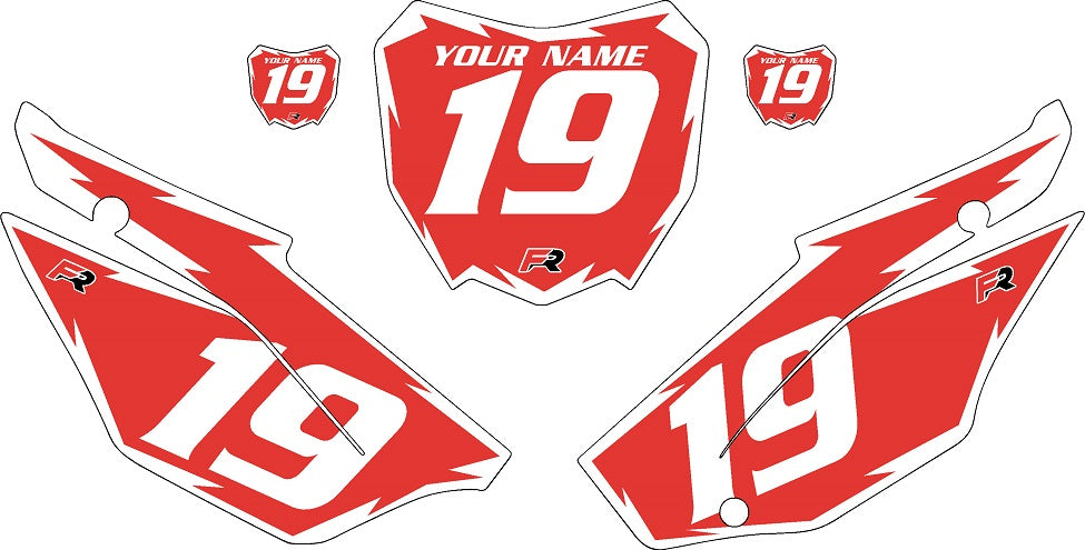 2019-2025 Honda CRF110 Red Pre-Printed Backgrounds - White Shock by FactoryRide