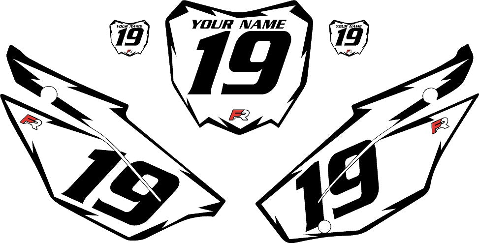 2019-2024 Honda CRF110 White Pre-Printed Backgrounds - Black Shock by FactoryRide