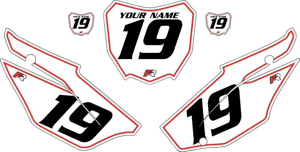 2019-2024 Honda CRF110 White Pre-Printed Backgrounds - Red Pinstripe by FactoryRide