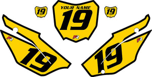 2019-2024 Honda CRF110 Yellow Pre-Printed Backgrounds - Black Bold Pinstripe by FactoryRide