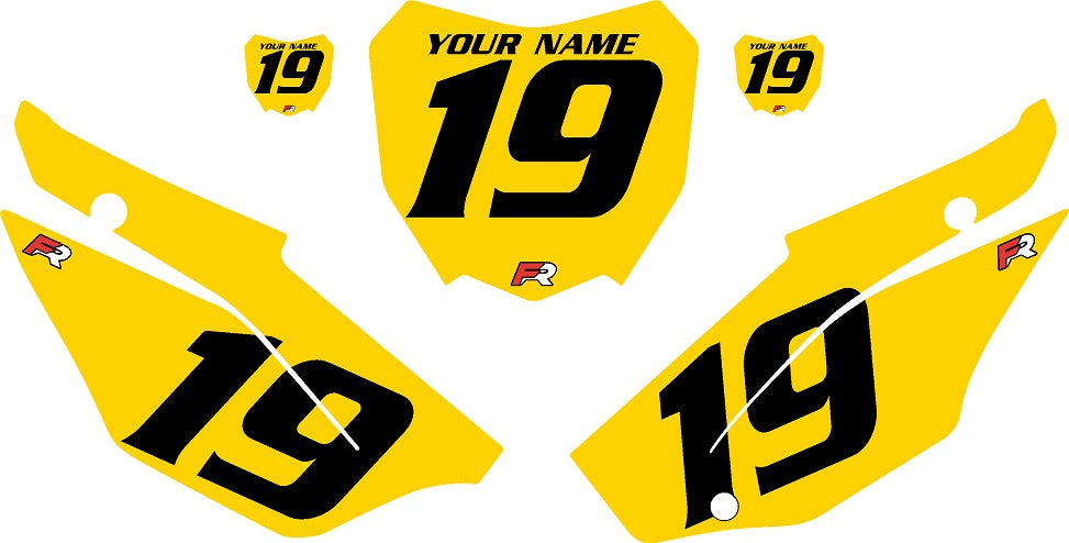 2019-2024 Honda CRF110 Yellow Pre-Printed Backgrounds - Black Numbers by Factory Ride