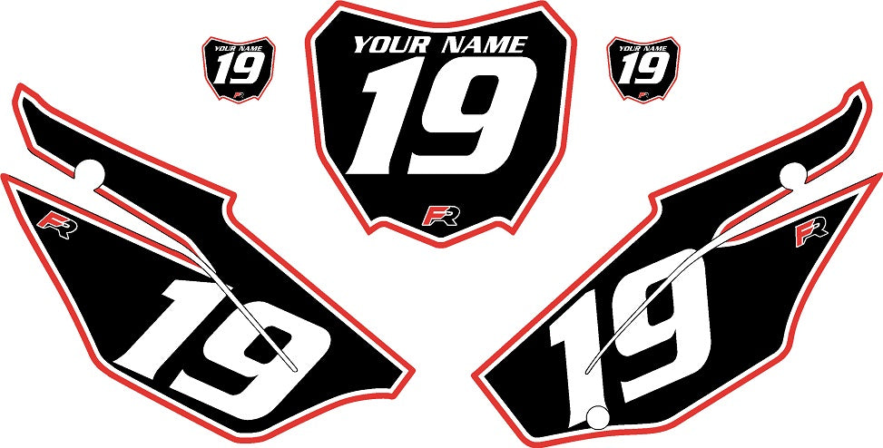 2019-2024 Honda CRF110 Black Pre-Printed Backgrounds - Red Pro Pinstripe by FactoryRide