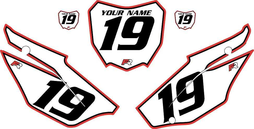 2019-2024 Honda CRF110 White Pre-Printed Backgrounds - Red Pro Pinstripe by FactoryRide