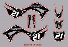Load image into Gallery viewer, 2019-2024 Honda CRF110 Full Graphics Kit (Black-Red) Shock Series - CRF110.COM
