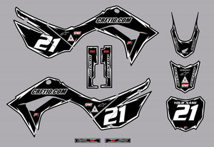 2019-2025 Honda CRF110 Full Graphics Kit (Black) Shock Series - CRF110.COM