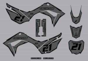 2019-2024 Honda CRF110 Full Graphics Kit (Grey) Shock Series - CRF110.COM