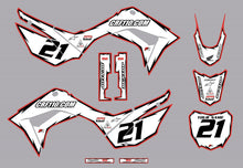 Load image into Gallery viewer, 2019-2024 Honda CRF110 Full Graphics Kit (White-Red) Shock Series - CRF110.COM
