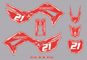 2019-2024 Honda CRF110 Full Graphics Kit (Red) Shock Series - CRF110.COM