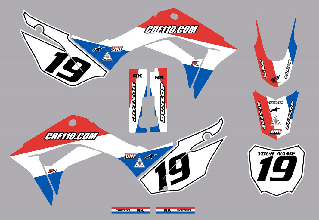 2019-2024 Honda CRF110 Full Graphics Kit USA Series - CRF110.COM