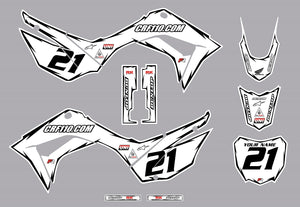 2019-2025 Honda CRF110 Full Graphics Kit (White) Shock Series - CRF110.COM