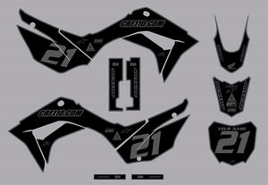 Honda CRF110 Full Graphics Kit Black-Grey Bold Series - CRF110.COM