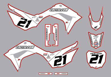 2019-2021 Honda CRF110 Full Graphics Kit Red-White Bold Series by CRF110.COM