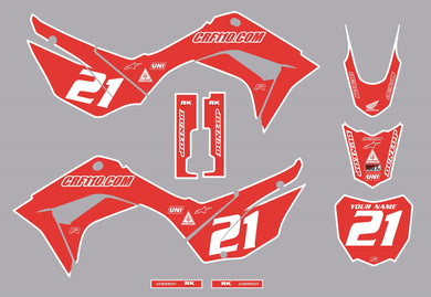 2019-2021 Honda CRF110 Full Graphics Kit Red Bold Series by CRF110.COM