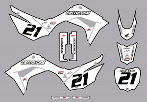 2019-2021 Honda CRF110 Full Graphics Kit White Bold Series by CRF110.COM