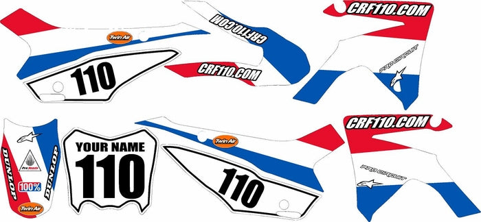 Honda CRF110 Graphics Kit (USA) Stripe Series - CRF110.COM