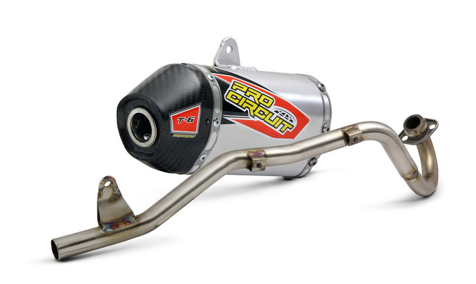 Pro Circuit T-6 Stainless Steel Full System - Honda CRF110 2019-2020 ONLY! Close up picture of exhaust no bike